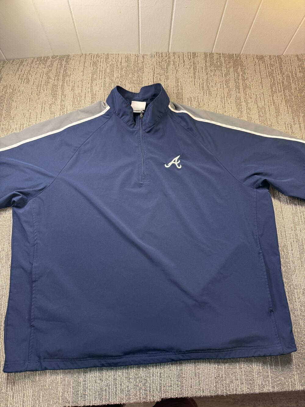 Atlanta BravesvJacket Mens 2XL Blue Baseball Augusta Sportswear‎ Quarter Zip